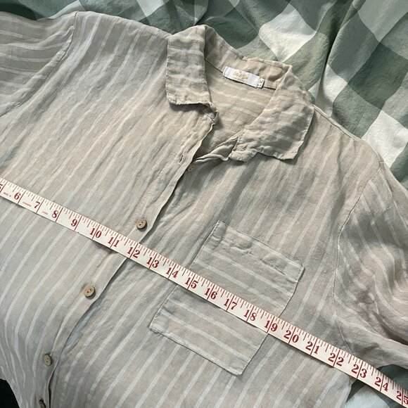 Me & Gee Linen Tunic Womens L/XL Beige Stripe Made in Italy Boho Coastal - Picture 5 of 7